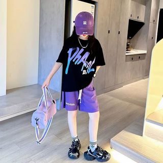 Bộ đồ bé gái mùa hè – áo thun in chữ phối quần short phong cách Hàn Quốc năng động