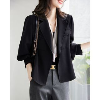 Áo khoác dài tay thường ngày cho phụ nữ, phong cách Hàn Quốc, áo blazer đa năng, áo gió ngắn rộng rãi