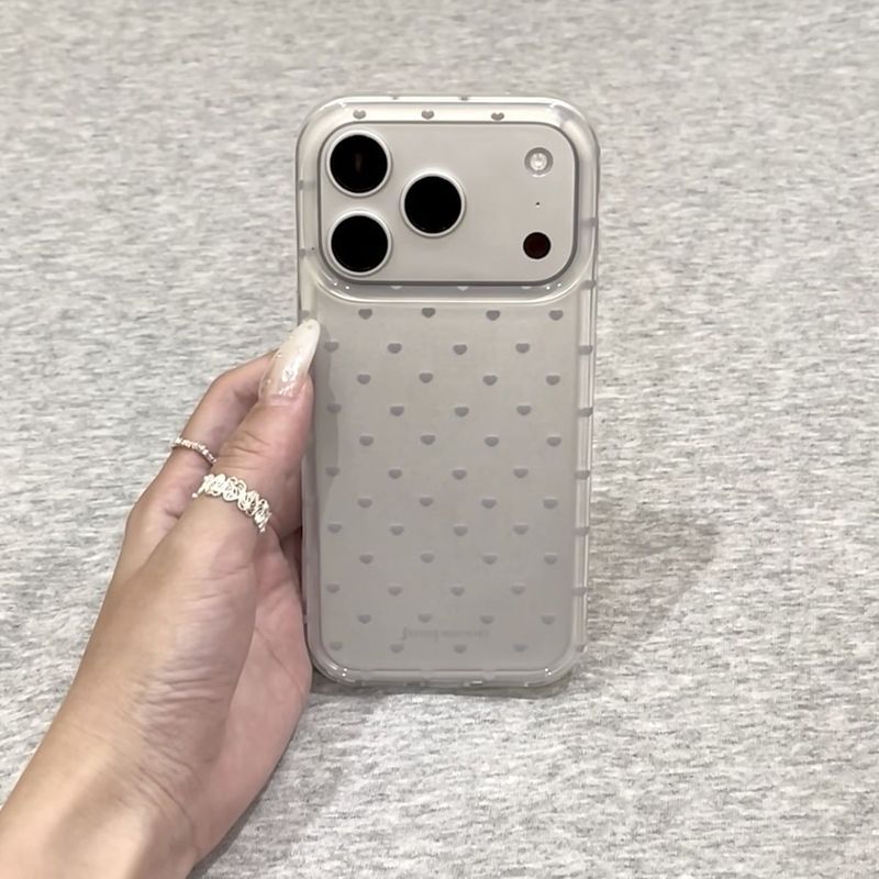 Cạnh thẳng bóng * Màu xám bạc toàn màn hình Tình yêu Thích hợp cho vỏ điện thoại Apple 17promax Vỏ bảo vệ iphone16p