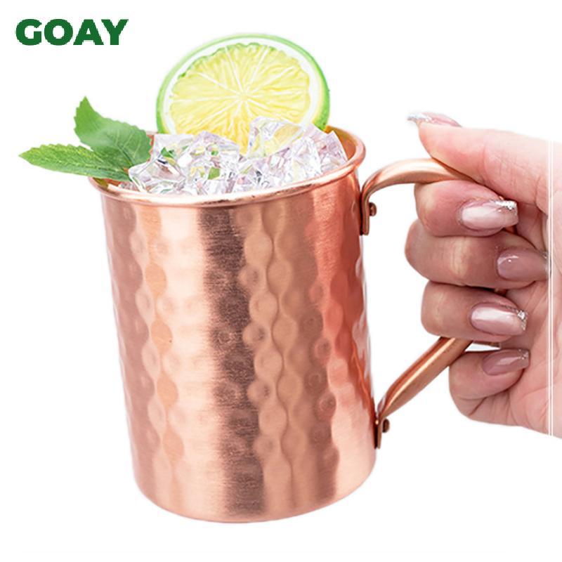 GOAY 500ml 100% Đồng Moscow Mule Mug Cotail Cup Búa Coppery Bia Cốc Cà Phê Cốc Sữa Thanh Cốc Drinkware Thép không gỉ bền VN