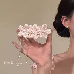 Kẹp tóc tua rua hoa hồng hoa anh đào