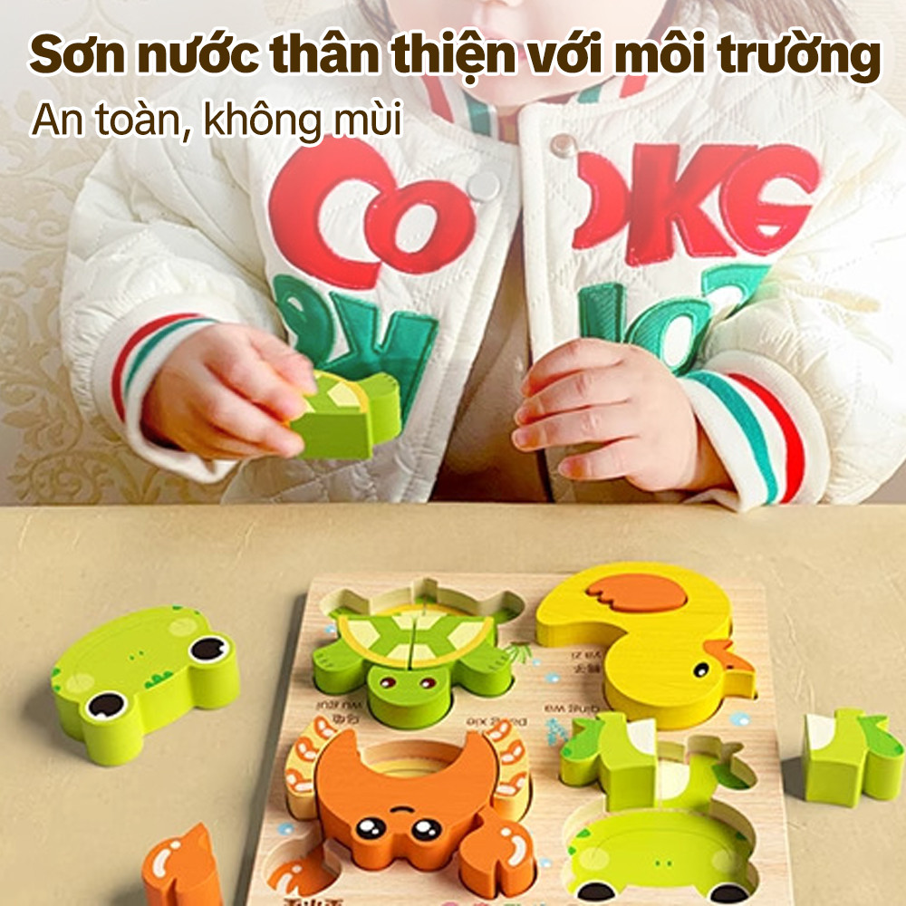 Đồ chơi xếp hình bằng gỗ khối gỗ, tương tác giữa cha mẹ và con cái với 4 hình mẫu màu sắc và hình dạng, giáo dục bổ ích.