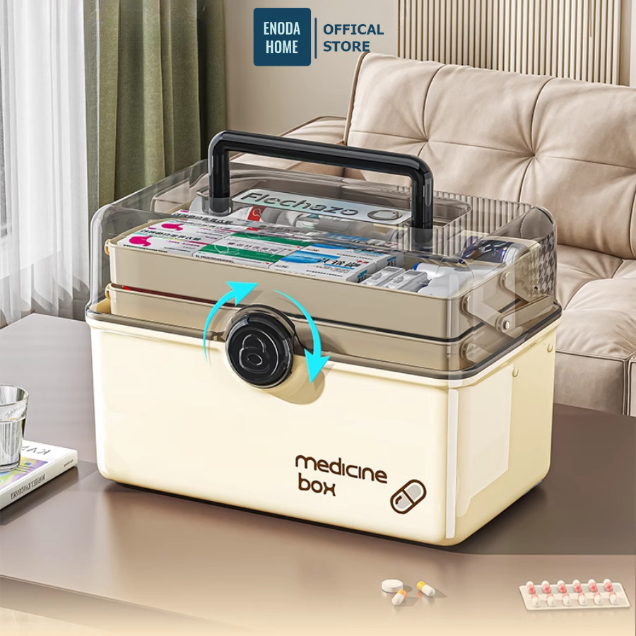 Hộp Đựng Thuốc Gia Đình ENODA HOME, Hộp Đựng Thuốc Y Tế Cứu Thương Nhiều Tầng Tiện Dụng Cho Gia Đình Q081