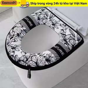 ESSENCEH Vỏ vệ sinh có dây kéo, Tấm lót bồn cầu dày chống thấm nước, Vỏ bọc bồn cầu có thể tháo rời hoạt hình phổ thông