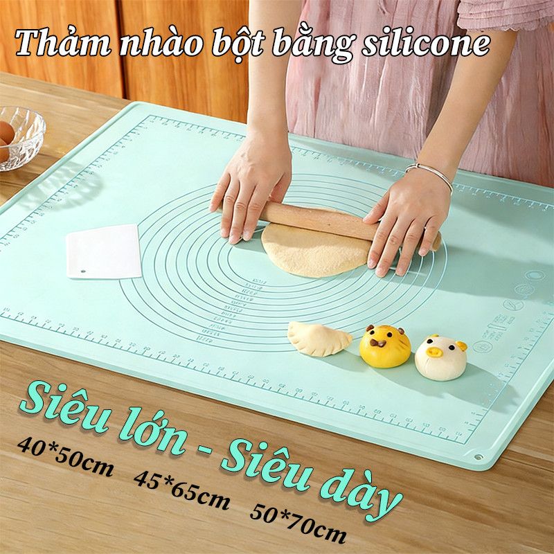 Thảm Nhào Bột Silicon Chống Dính Cao Cấp - Kích Thước Lớn, Độ Dày Hoàn Hảo Cho Làm Bánh Mì, Bánh Quy
