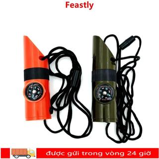 Còi đa chức năng FEASTLY 7 trong 1 với đèn LED và hỏa tiễn nhiệt, thiết bị cứu hộ dùng ngoài trời
