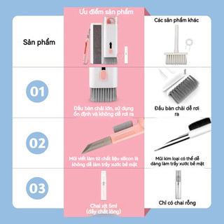 Bộ dụng cụ sạch 7in1 / 8in1 cho máy tính xách tay PC màn hình bàn phím tai nghe Bộ bàn chải làm sạch tai nghe