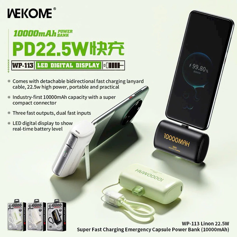 Sạc dự phòng WEKOME WP-113 10000 mAh, chứng chỉ CCC