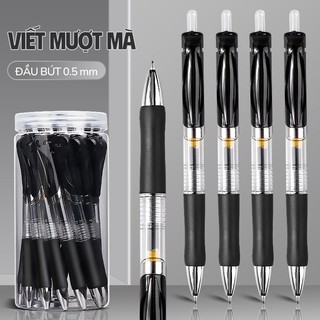 Bút gel ngòi 0.5mm mực đen dung lượng lớn - Bút bi bấm cao cấp viết êm tay dành cho học sinh