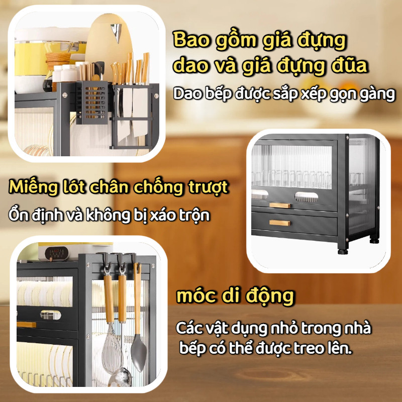 Tủ Đựng Bát Đĩa Nhà Bếp Chống Bụi-Thép Dày Cứng Cáp, Chịu Lực Tốt,Dễ Lau Chùi,Đựng Bát Đĩa & Gia Vị