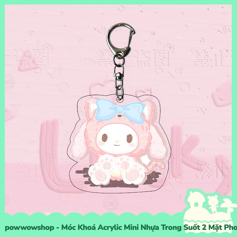 [Sẵn VN - Hỏa Tốc] Móc Khoá Nhựa Mini Trong Suốt Acrylic 2 Mặt Phong Cách Nhân Vật Hoạt Hình Chibi Sanrio Teddy
