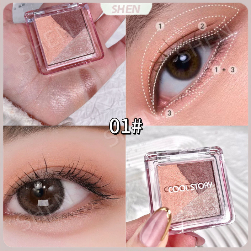 Một Bảng Trang Điểm COOLSTORY Nướng Phấn Mắt 3 Màu Ngọc Trai Matte Primer Làm Sâu Sáng Trang Điểm Phấn Mắt Bảng