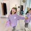 Váy nỉ bé gái màu tím cánh ba chiều dài vừa phải 100-160 Size YQSF