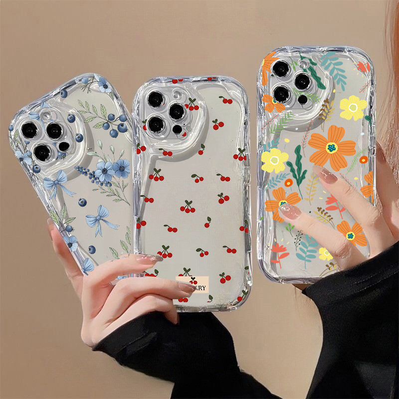 Ốp Điện Thoại Hoa Cam Màu Vàng Anh Đào Cho OPPO Reno 15 14 13 12 11 Pro 15F 14F 13F 12F 11F 5G 8T Vỏ 3D Sóng Cong Cạnh Họa Tiết Chống Sốc Hàn Quốc Silicon Mềm