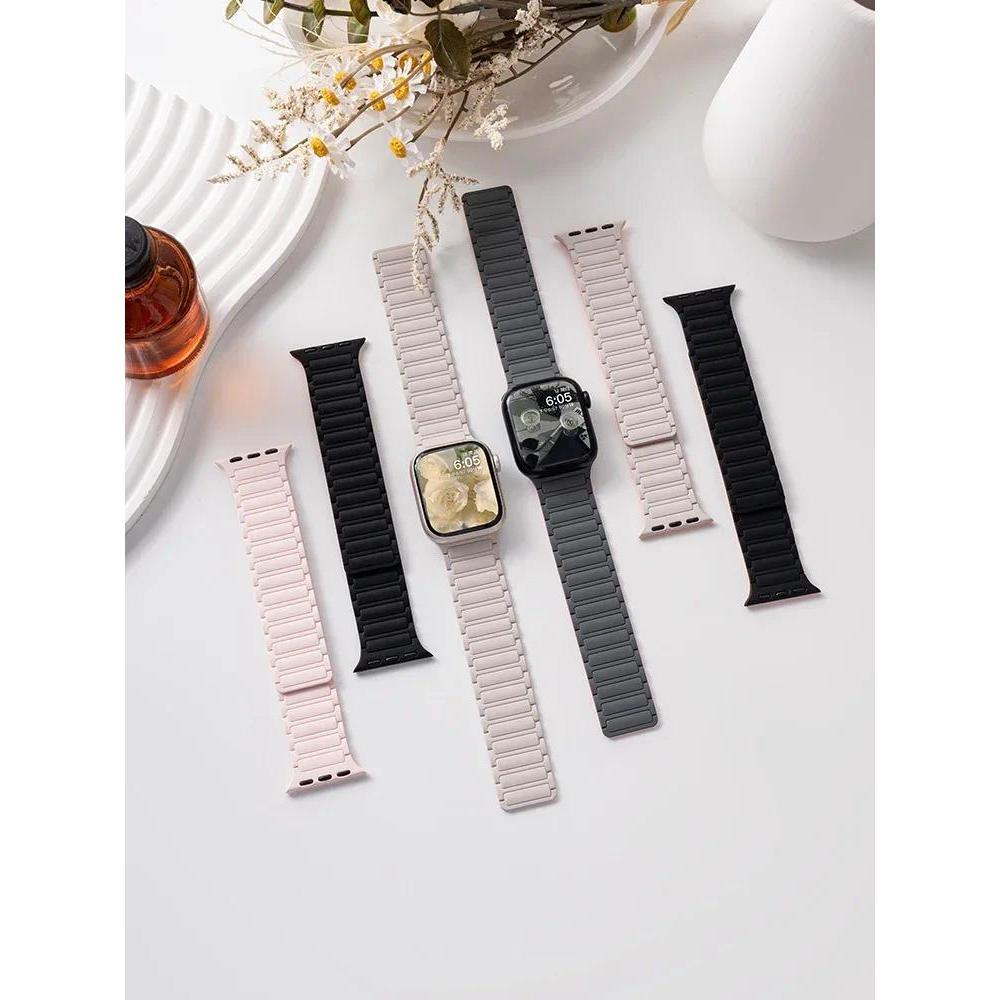 Dây đeo silicon từ tính tương thích cho Apple Watch Series11 / 10 46mm 42mm Ultra3 / 2 / 1 49mm 9 8 7 6 5 SE 45mm 44mm 38 40 41mm