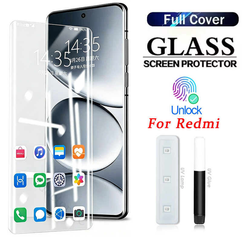 Miếng Dán Màn Hình Kính Cường Lực Nano Optics UV Chất Lỏng Cho Redmi Note 15 14 13 Pro Plus Pro+ 4G 5G 2026 Viền Cong Tràn Màn Hình, Độ Cứng 9H