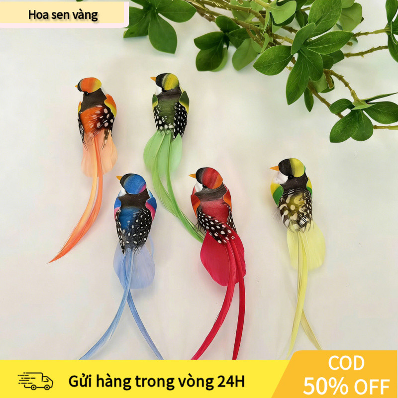 【24H】Chim mô phỏng gắn cây trang trí sân vườn, tổ chim giả decor mini, làm sinh động không gian tự nhiên