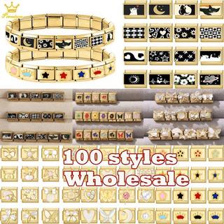 Mặt hàng mới: Liên kết trang sứcVintage với họa tiết ngôi sao, mèo, hoa hướng dương, mặt trăng và trái tim màu vàng quyến rũ; phù hợp DIY từ thép không gỉ