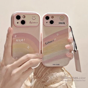 Dễ Thương Đơn Giản Cầu Vồng Nụ Cười Cặp Đôi Ốp Lưng Điện Thoại iPhone 17 16 15 14 13 12 11 Pro Max X Xr XsMax 7 8 Plus SE2020