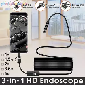 Photoframe 3 trong 1 USB Type-C Kiểm tra nội soi Borescope 5.5 / 7 / 8mm Ống kính HD Camera IP68 VN