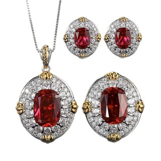 Châu Âu Mỹ ins Phong Cách Mới Đáy Đồng Mạ Vàng Mô Phỏng Đỏ Corundum Phù Hợp Với Nữ Đá Chính 10 * 14-6 * 8MM