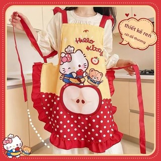 Tạp dề Hello Kitty dễ thương không tay, dùng trong bếp gia đình, chống nước chống dầu, dành cho nữ, phục vụ ẩm thực