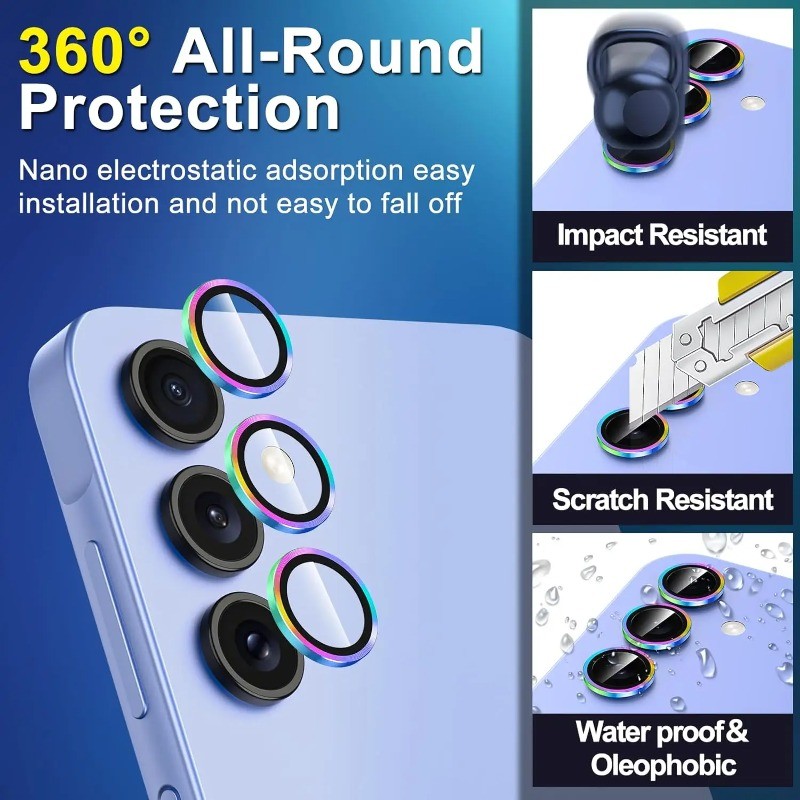 Ống kính camera hợp kim nhôm bảo vệ cho Samsung Galaxy A37/A57, viền vòng bảo vệ camera
