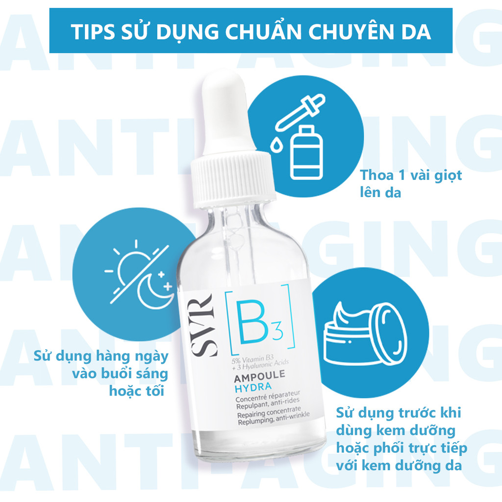 [Livestream 2] Tinh chất dưỡng da, ngăn ngừa nếp nhăn, phục hồi da SVR [B3] Ampoule Hydra 30ml