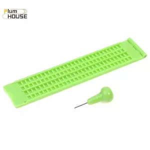 PlumHOUSE Nhựa Chữ Braille Viết Slate Trường Di Động Thiết Thực Với Stylus Practice VN