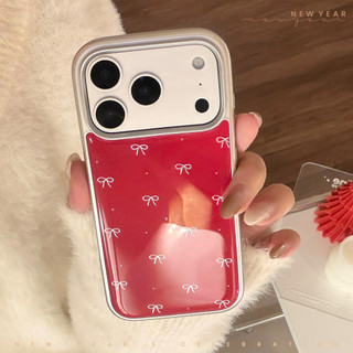 [Sheren] Ốp Điện Thoại Nơ Màu Đỏ Thích Hợp Cho i17 16 15 14 13 12 11 pro max Vỏ Bảo Vệ Chống Sốc