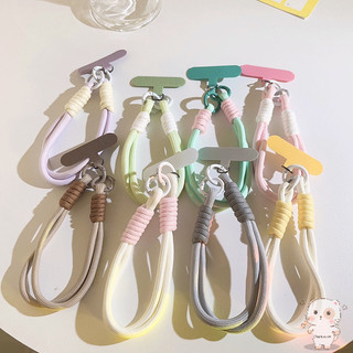 【Chamvn】Dây đeo điện thoại ngắn dệt màu Macaron đơn giản tiện dụng cho tai nghe
