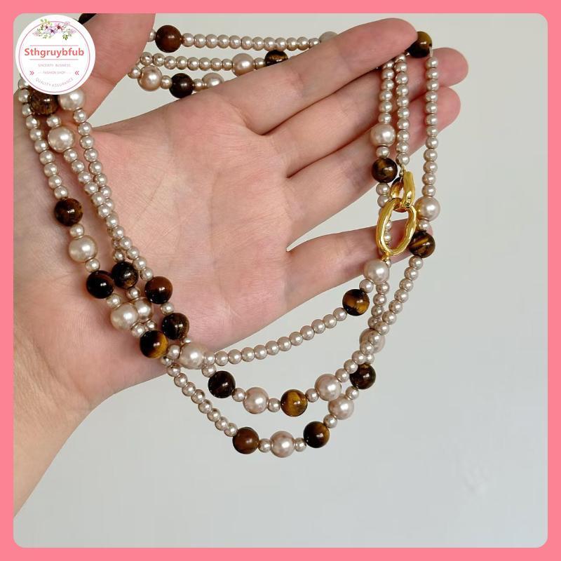Sợi dây chocker đá hổ mắt tự nhiên, trang sức thời trang vintage dành cho nữ