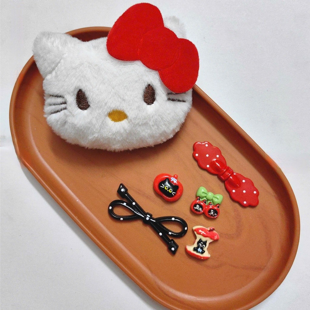Set charm đầu mèo HELLO KITTY  bằng vải -Charm Gắn Dép DIY Phong Cách Kawaii, Phụ Kiện Trang Trí Dép - 7 SET TÙY CHỌN