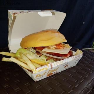 COD 50 / 100 Cái Thiên Nhiên Và Chống Mỡ Burger Paaging Hộp Burger Dùng Một Lần Cấp Thực Phẩm Thức Ăn Nhanh Hộp Mang Ra MỚI