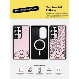 Ốp lưng CASECASE X SMILE (HỒNG) Vỏ hút từ tính màu đen mờ cho gương Samsung Galaxy S26 S25 S24 S23 Ultra Plus Mặt sau cứng có hộp khắc logo
