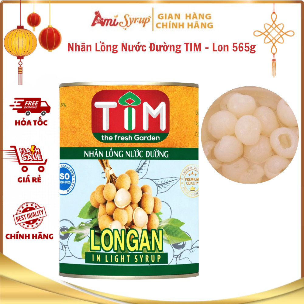 Nhãn Lồng Nước Đường TIM Lon 565g Trái Nhãn To Dày Ngọt Thanh, Thơm Dịu, Tiện Dùng
