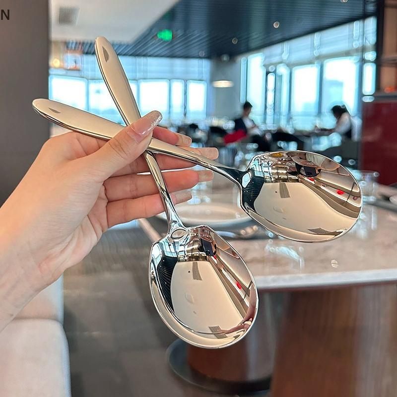 NS Siêu Lớn Tablespoons Kicthen Thép Không Gỉ Phục Vụ Thìa Phòng Ăn Chất Lượng Cao Thiên Thần Bạc Muỗng NS