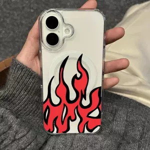 Flame Frenzy vân cho iPhone17Air1615plus trong suốt 141312pro trường hợp điện thoại hút từ