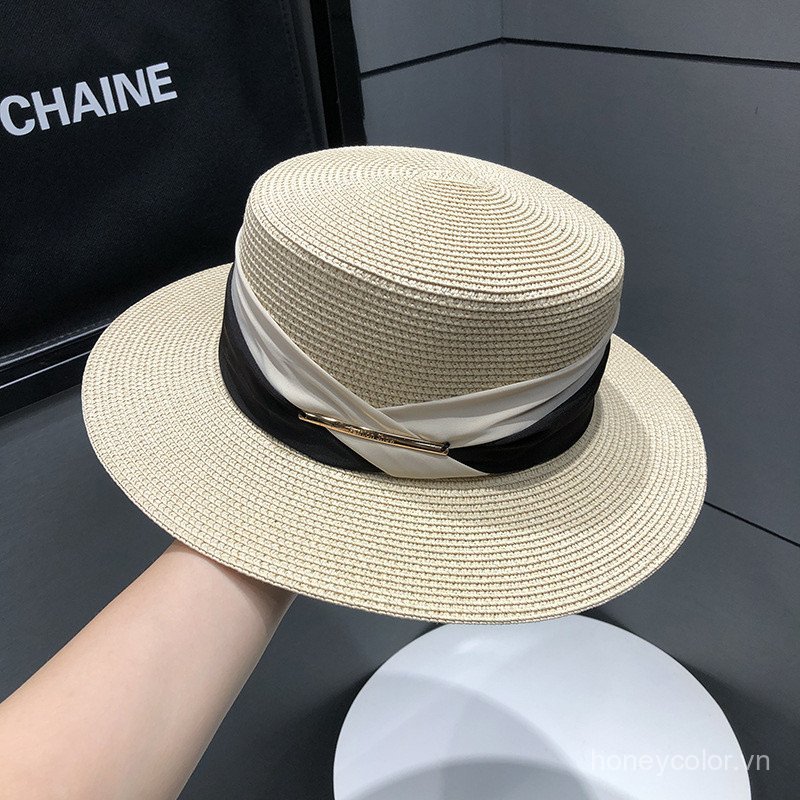 Mũ mùa hè nữ kiểu Anh mới Mũ chống nắng thanh lịch nhẹ sang trọng Mũ mát mẻ ngoài trời chống nắng Mũ rơm