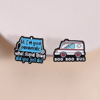 Paramedic EMTs Huy hiệu kim loại 'BOO BOO BUS', phụ kiện ba lô phong cách xe cứu thương