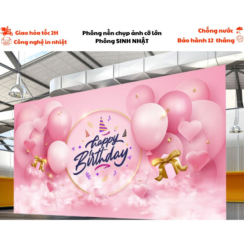 Phông nền chụp ảnh sinh nhật cỡ lớn có nhiều kích thước chất liệu in bạt ngoài trời chống nước