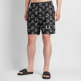 Quần Short Dê Gà Trái Tim .Double - Six. Quần Đùi Gió Dày Dặn Dáng Rộng.