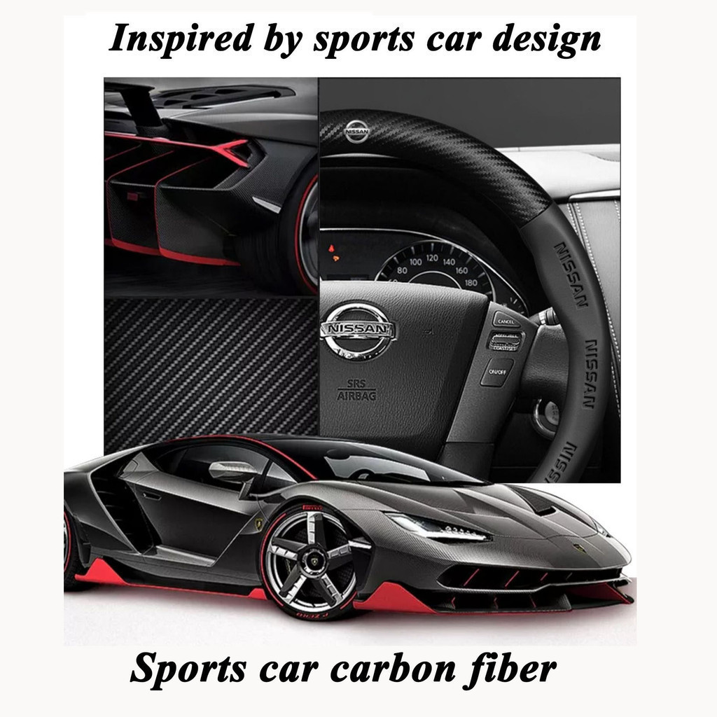 Xe Mới Chính Hãng Sợi Carbon Da Đường Kính 38cm Vô Lăng Dành Cho Xe Nissan Navara Almera Sentra Sylphy Qashqai Nv350 Kicks Grand Livina