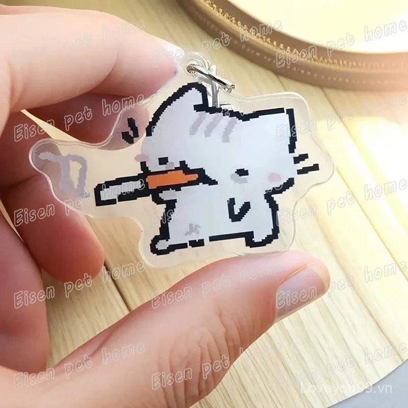 Móc khoá Mèo Dễ Thương Hoạt Hình Móc Khóa Cho Phụ Kiện Túi Ngộ nghĩnh Meme Kawaii Dâu Mèo Con Móc Khóa Nhẫn Trang Sức