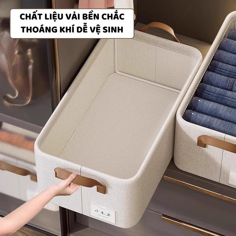 Hộp Vải Đựng Quần Áo Có Quai ENODA HOME, Hộp Vải Khung Thép Dày Dặn Lưu Trữ Quần Áo, Đồ Lót HV001