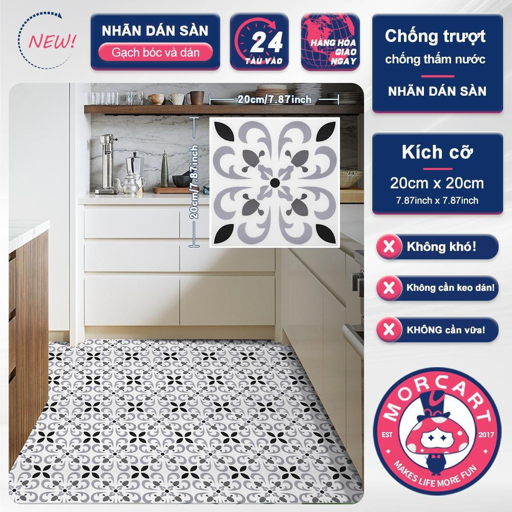 Gạch lát sàn vỏ và dính MORCART, 7,87 "x 7,87", Sàn tự dính, chống thấm nước, trang trí, Gói 1 hoặc 10 miếng, Thích hợp cho phòng tắm, nhà bếp, bề mặt nhẵn và phẳng,