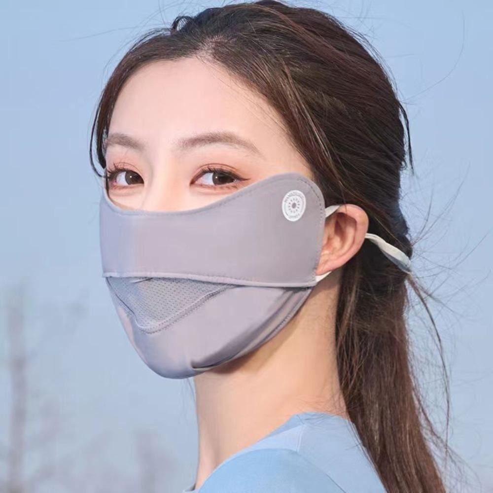 Khẩu Trang Chống Nắng Thoáng Khí Có Thể Tái Sử Dụng, Có Thể Điều Chỉnh Màu Trơn Chống Tia UV Ice Silk Nam Nữ