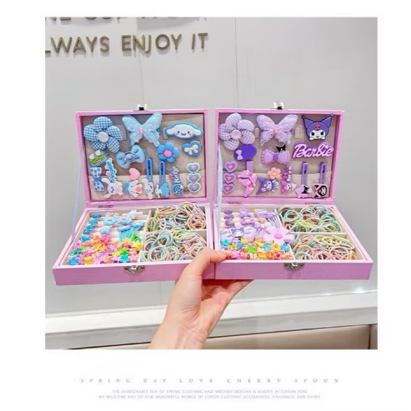 Kẹp Tóc, Hộp phụ kiện kẹp tóc PinkiBox cực dễ thương xinh xắn làm quà tặng sinh nhật cho bé gái mẫu mới