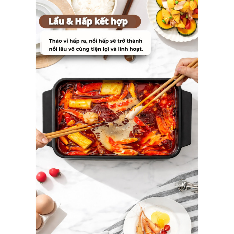 Nồi Lẩu Hấp Điện Đa Năng BRION Dung Tích 28L Bảo Hành Chính Hãng 24 Tháng