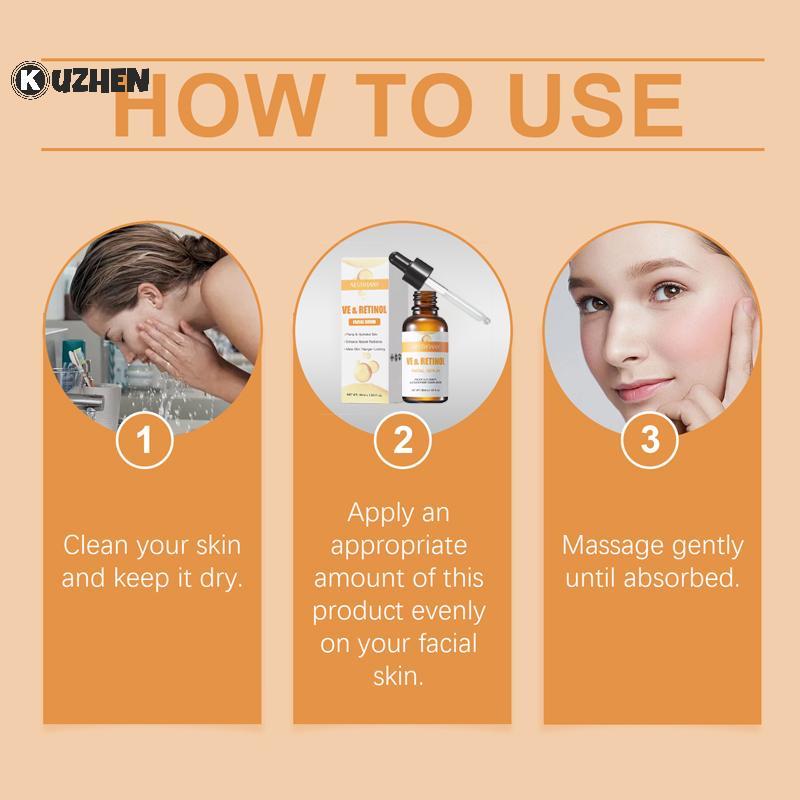 KUZHEN 30ml Retinol và Vitamin E Serum - Cá cóc công thức đặc biệt Dấu hiệu lão hóa sớm Giảm và săn chắc làn da HOT